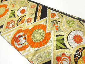 アンティーク　鳳凰に菊唐草模様織出し袋帯（着用可）